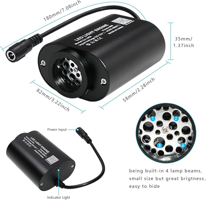 AZIMOM Mini 6W Twinkle Fiber Optic Starlight Box Sound Activated RGBW Fiber - Image 3