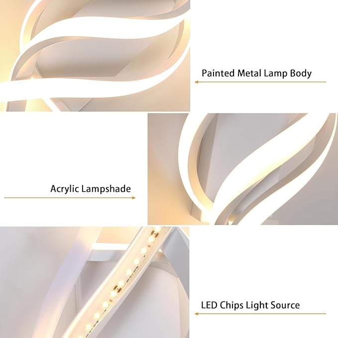 DELIPOP Modern LED Wall Sconce, 3000K Spiral Indoor Wall Light, 21W Acrylic LED - Image 3