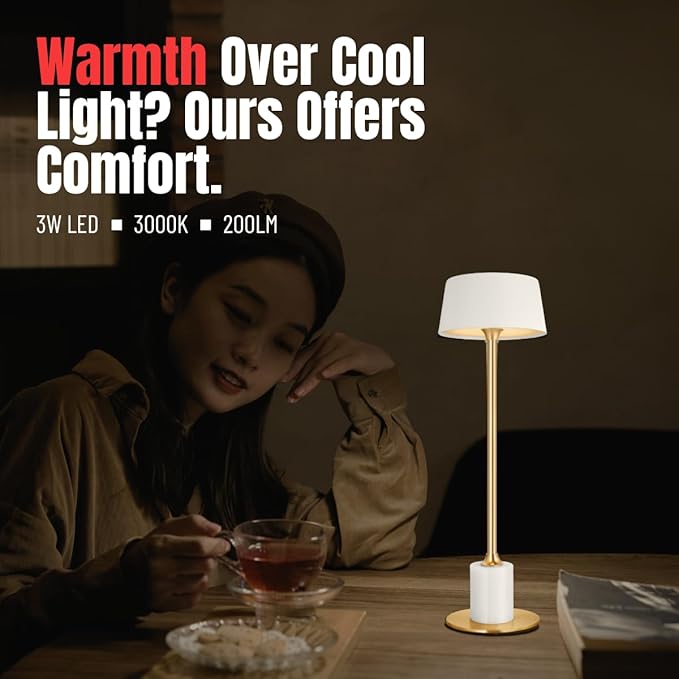 Cordless Table Lamp, Rechargeable and Battery Operated, Powered by 4000mAh - Image 2
