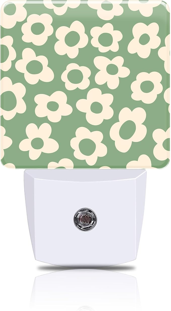 Night Light Green Groovy Flower Night Lights Plug into Wall Smart Dusk to Dawn by FOISIIAEA