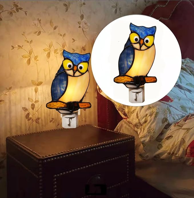 HUIMIEJU Colored Glass Owl Night Light, Children's Room Animal Night Light - Image 6