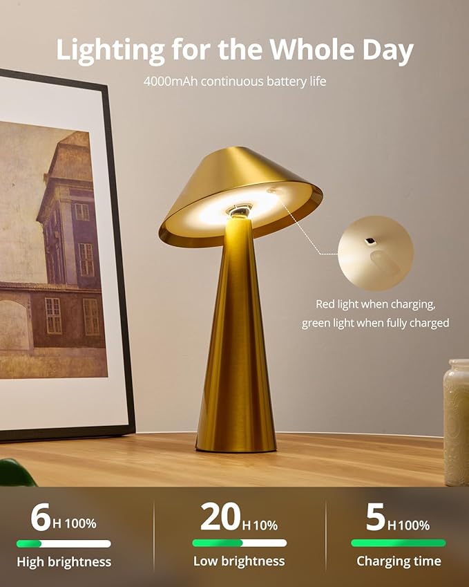Bojim Rechargeable Cordless Table Lamp, Touch - Image 3