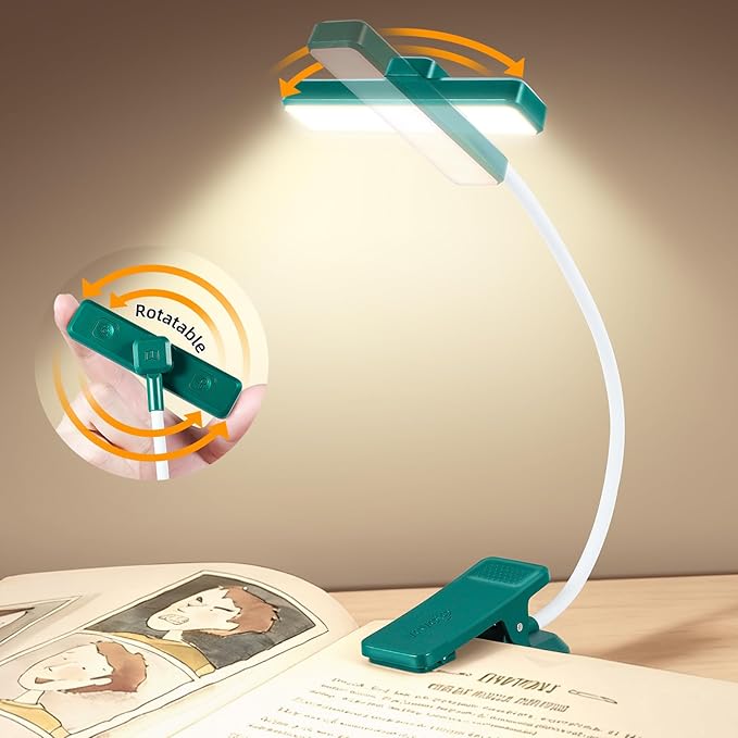 VAVOFO Rechargeable Book Light Rotatable：24 LEDs Reading Light, 3-Color & - Image 2