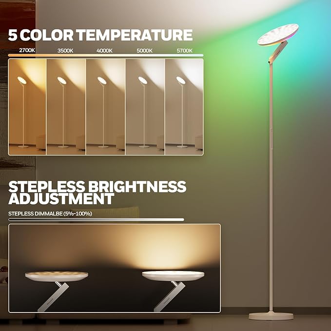 Honeywell 3000LM LED Floor Lamp, Torchiere Floor Lamps - Image 4