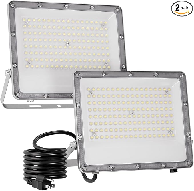 Ceena 120W Plug in LED Flood Lights Outdoor, 12000lm Super Bright LED Work Light by Ceena