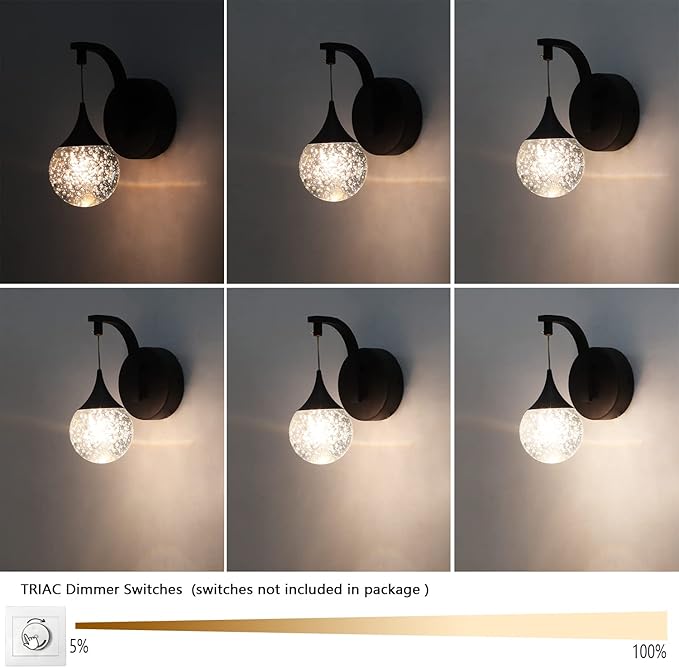 Sedelan Modern Indoor Wall Lamp, Bubble Crystal Wall Sconces, 5W LED Dimmable - Image 6