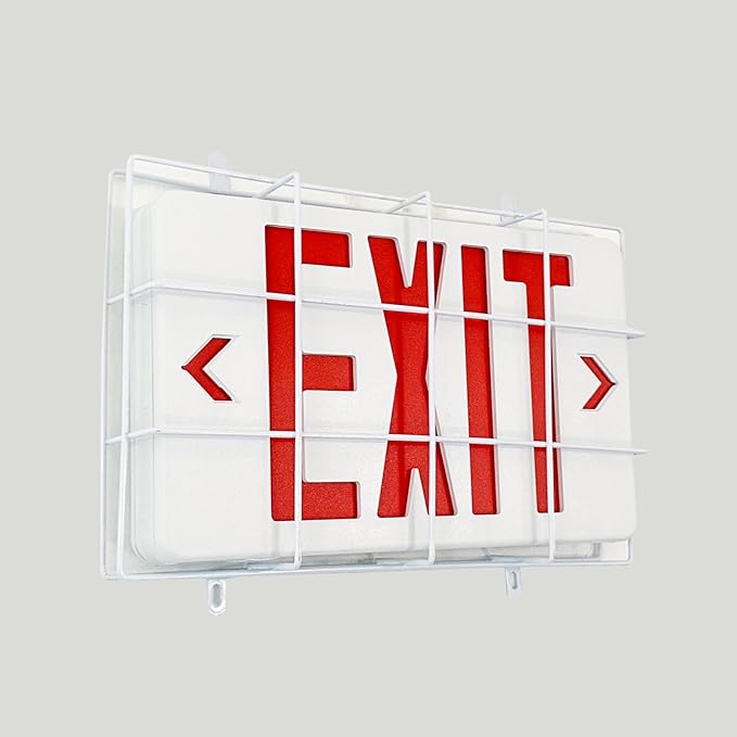 TANLUX Exit Sign with Steel Wire Guard, Wall Mounted Emergency Exit Light with by Unknown