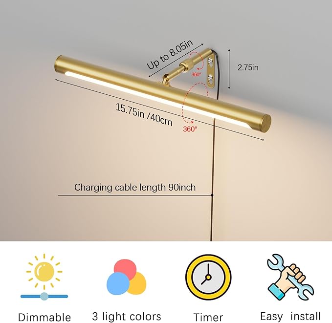 Picture Lights for Paintings Plug in, Remote Control Gallery Painting Wall - Image 4