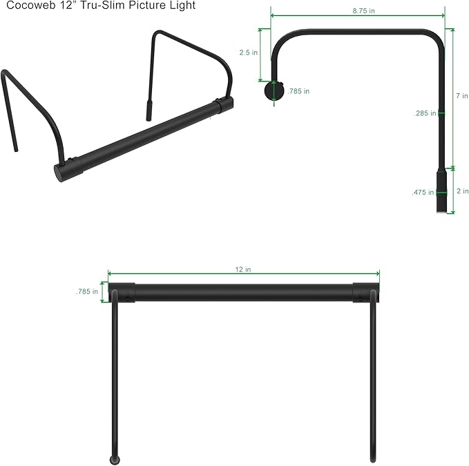 Cocoweb 12 Inch Tru-Slim Black Picture Light - Image 3