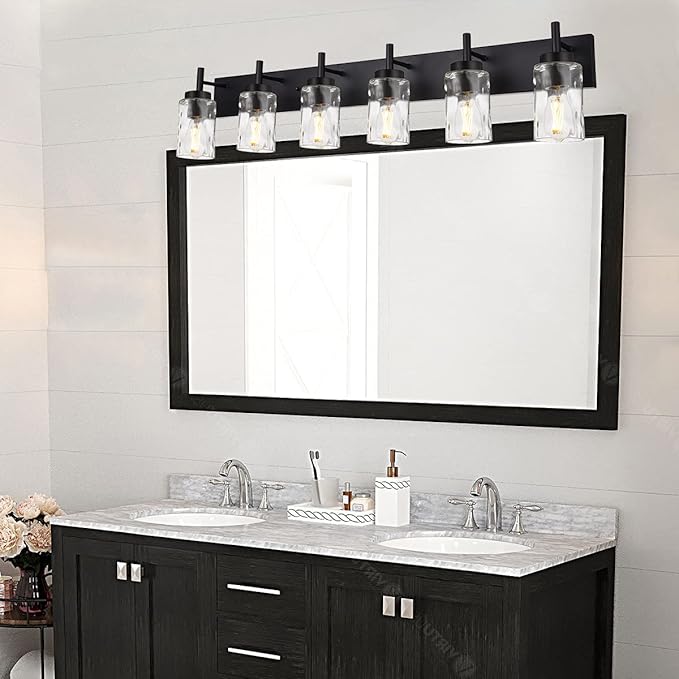 BONLICHT Transitional Bath Vanity Light Fixture 6 Light Black Wall Sconce - Image 9