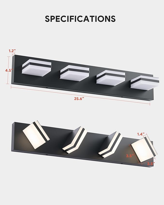 VONLUCE Bathroom Vanity Light Fixture, 4-Light Modern LED Vanity Light - Image 6