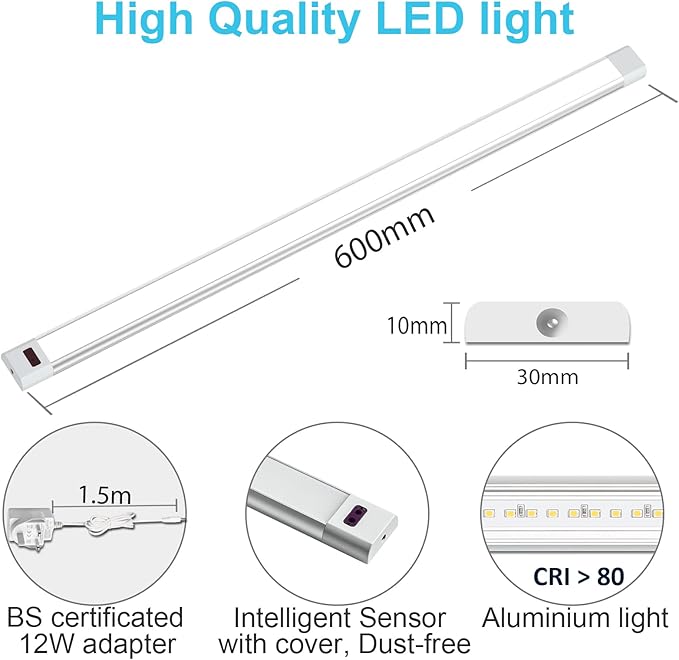 WOBANE Under Counter LED Lighting, Hand Wave Activated Lighting, Under Desk - Image 5