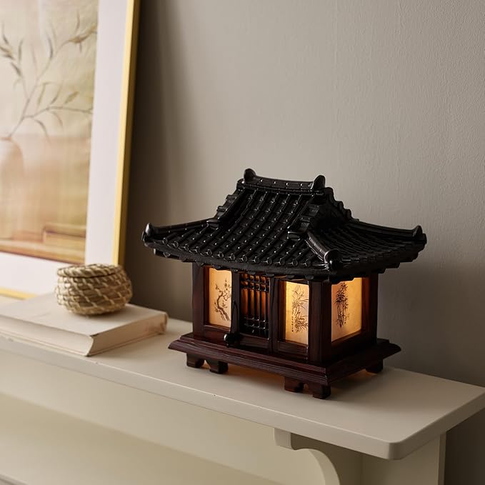 Traditional Korean Wood Lamp | Handmade Asian Oriental Table Lantern | Bedside by AntiqueAlive