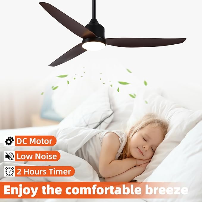 Outdoor Ceiling Fan with Light, 52 Inch Walnut Waterproof Outdoor Patio Fan - Image 7