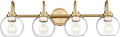 Bathroom Light Fixtures, 4-Light Brushed Gold Vanity Lights by Audickic