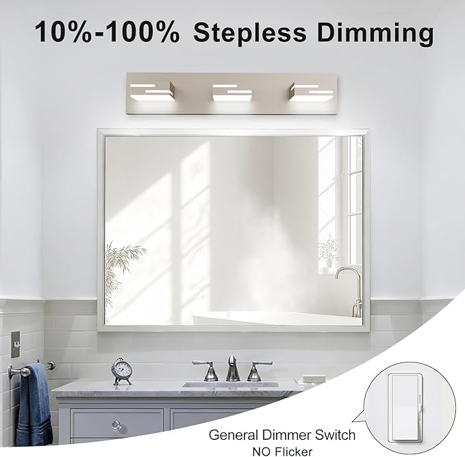 LED Modern Bathroom Vanity Light Fixtures, 3-Light 22-inch Dimmable Brushed - Image 4