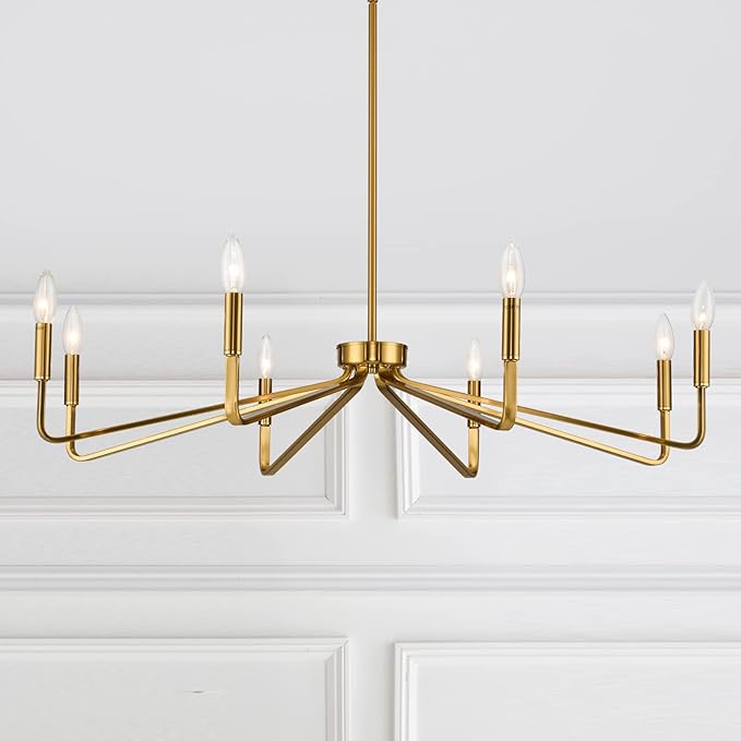 38" Gold Chandeliers for Dining Room, 8-Light Modern Farmhouse Chandelier Light by ACANER