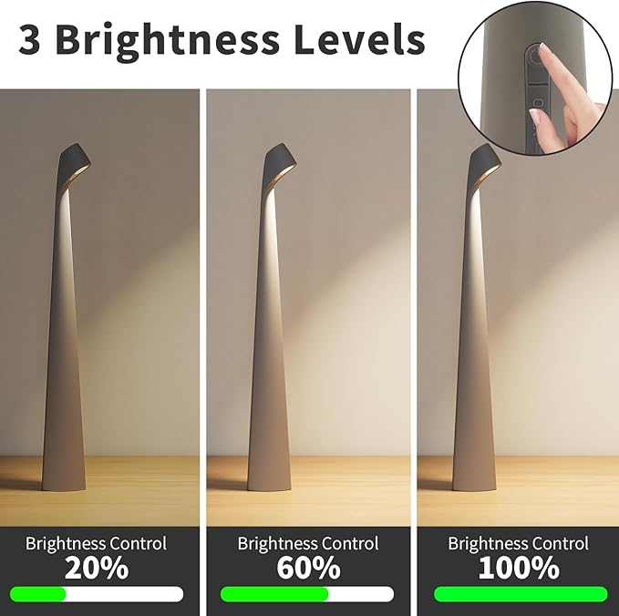 Portable LED Table Lamp 3-Levels Brightness, Rechargeable Battery Up to 48 - Image 5