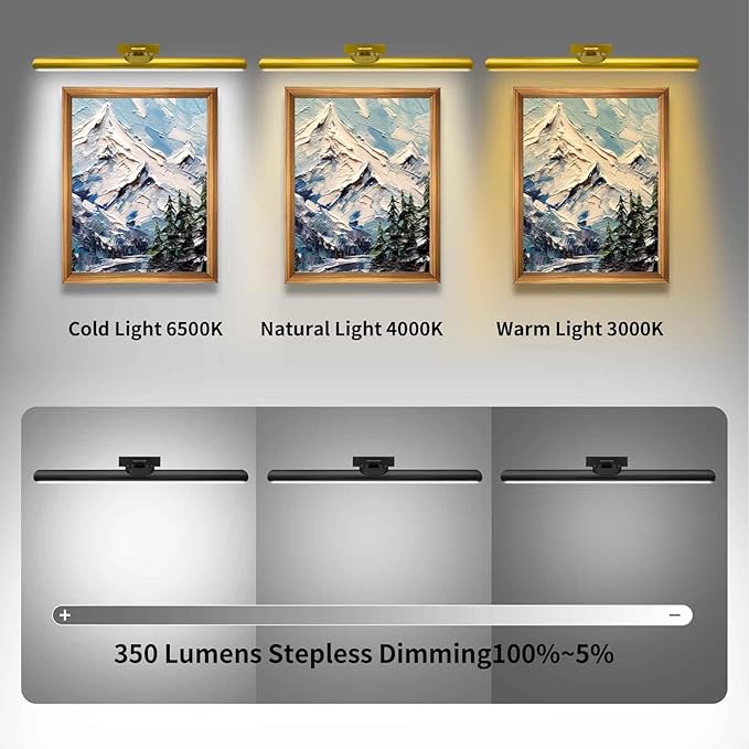24.4" Wireless Picture Lights, Rechargeable Battery Art Display Light - Image 4