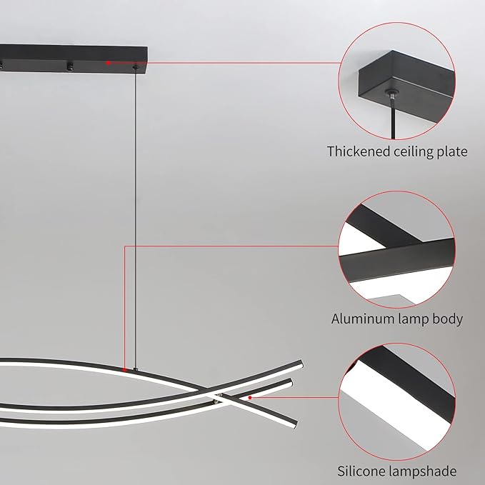 Pendant Light, Linear Pendant Light LED Dimmable Hanging Light Fixture - Image 4