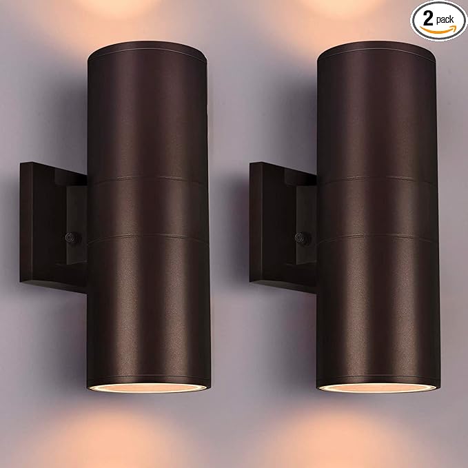 Dusk to Dawn Outdoor Lighting, Modern Up Down Porch Lights Outdoor Cylinder by RosykiteBuyNow
