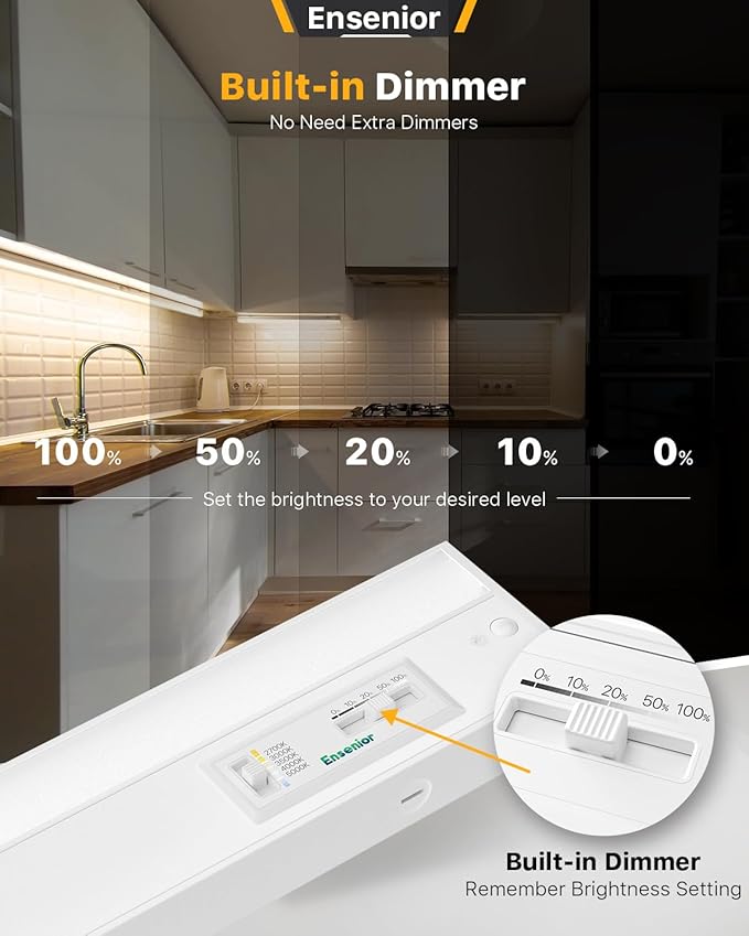 Ensenior 12 Inch LED Under Cabinet Lighting Hardwired or Plug-in Installation - Image 4