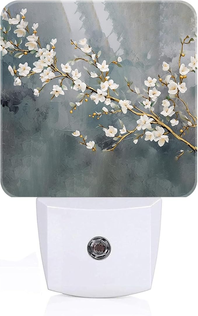 Pure White Flower Night Light, Plug-in Nightlights Auto Sensor Night Lamp Dusk by Unknown