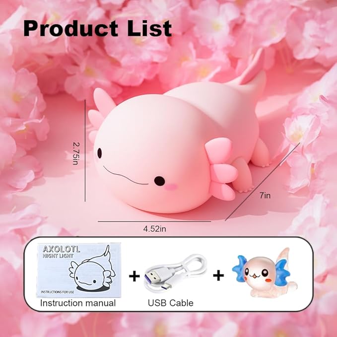 Axolotl Night Light for Kids, Touch Baby Silicone Lamp, Toddler Night Light for - Image 6
