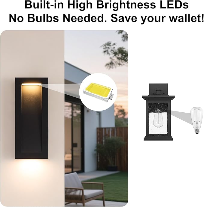 Modern Outdoor Wall Light with LED, Exterior Lighting Fixtures 2700K Integrated - Image 5