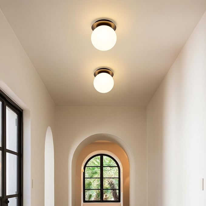 Modern Glass Globe Wall Sconce: Black Single Light - Image 8
