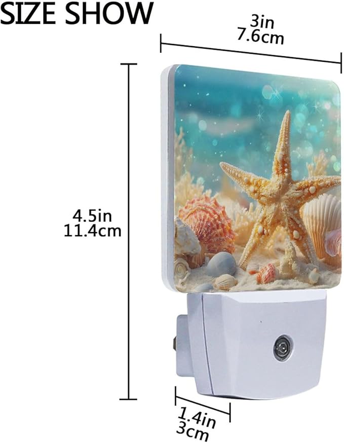 Seashell Starfish Night Light LED Plug in Nightlight Light Sensor Dusk to Dawn - Image 3