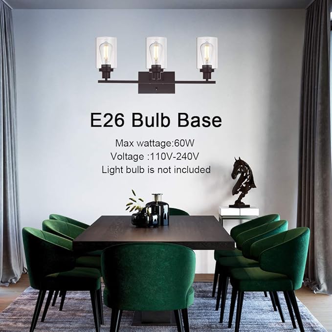 MELUCEE 3 Light Bathroom Vanity Light Oil Rubbed Bronze, Industrial Wall Light - Image 3