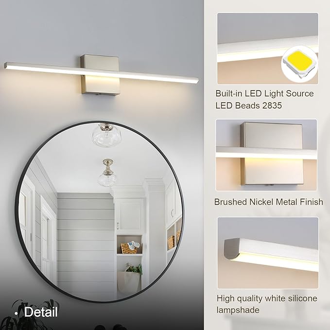 Modern Bathroom Vanity Light 24 Inch, 18W Brushed Nickel Bathroom Light Fixture - Image 5