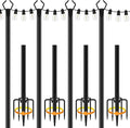 4 Pack String Light Poles, Metal Poles by NUERPO