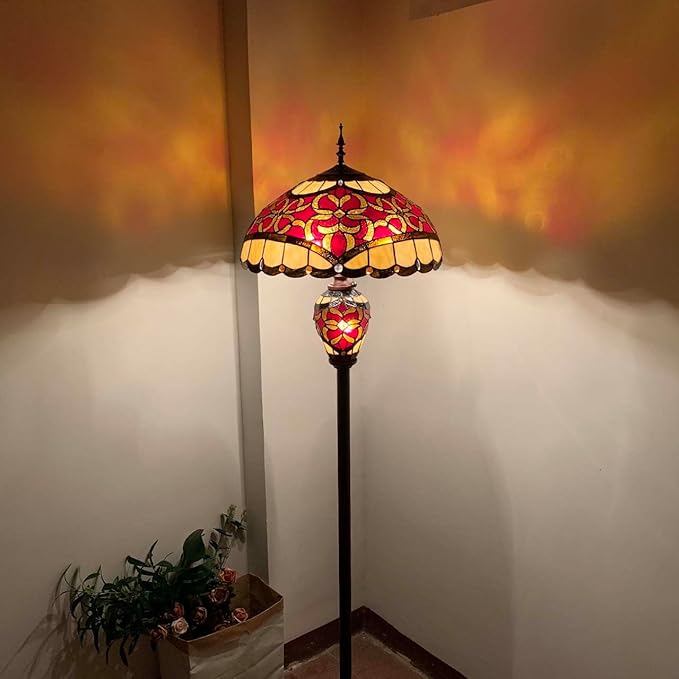 Bieye L10867 Baroque Tiffany Style Stained Glass Double Lit Floor Lamp - Image 2