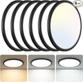 libtit 13 Inch Black Flush Mount Ceiling Light, 6 Pack 3200LM 28W Ultra-Slim by Libtit
