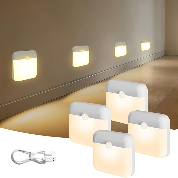 4 Pack Motion Sensor Night Light, Rechargeable Motion Activated Night Light - Image 8
