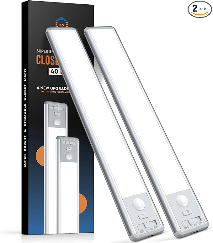 BLS 10inch Under Cabinet Lights, 40 LED Closet Lights, Motion Sensor Light by BLS
