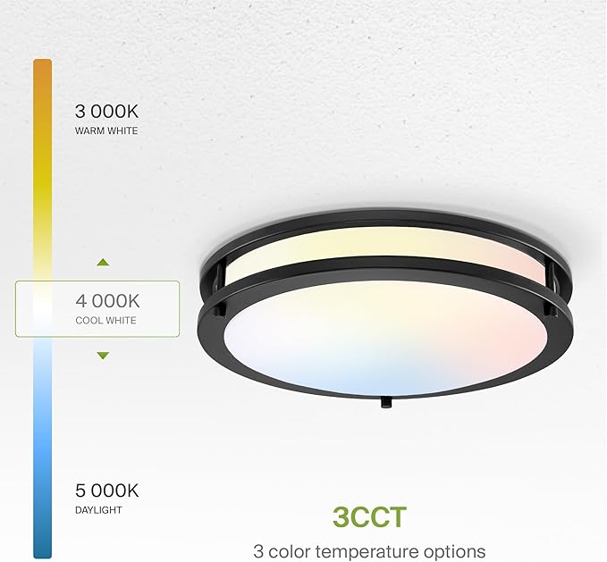 ASD LED 14" Round Flush Mount Lighting, Close to Ceiling Light Fixture | 3CCT - Image 6