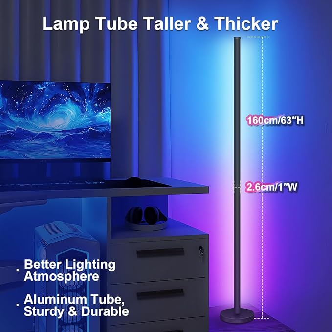 LED Floor Lamp, 63-Inch RGB Corner Light - Image 6