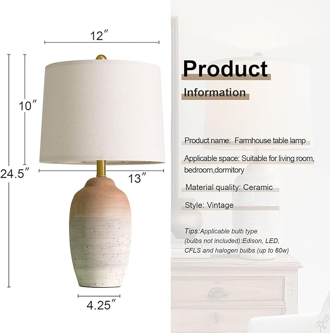 24.5" Vintage Ceramic Table Lamp - Image 3