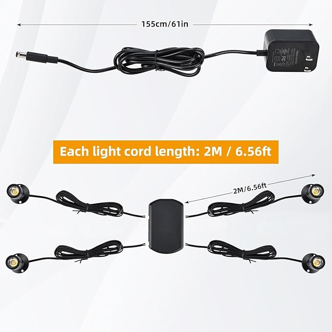YaeCCC Dimmable LED Mini Spotlight Jewelry Showcase Display Lights Black Shell - Image 6