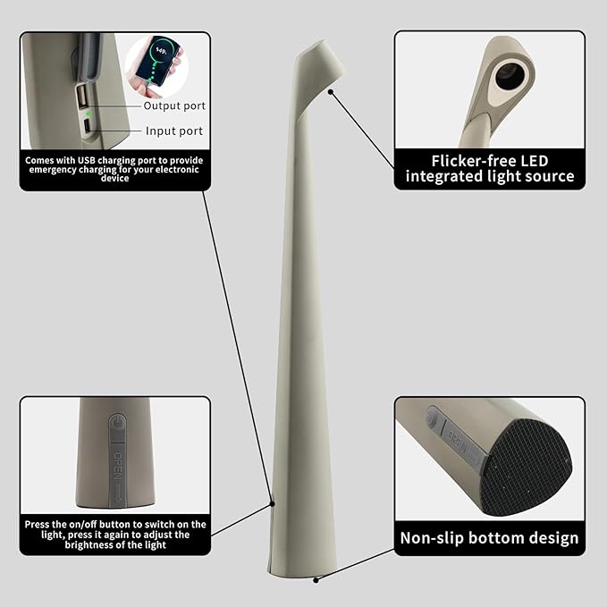 Portable LED Table Lamp 3-Levels Brightness, Rechargeable Battery Up to 48 - Image 6