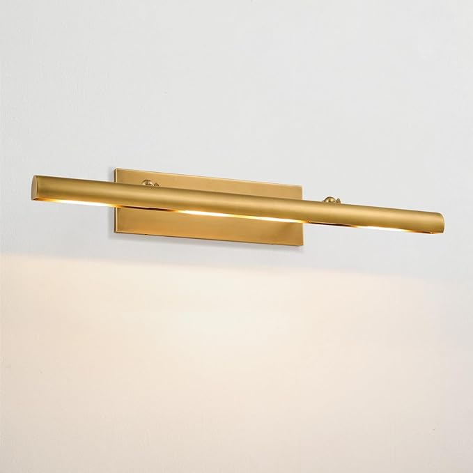 Brass Picture Light for Wall: 30" Hardwired Swing Arm Vintage Brushed Long Art by HONIEGG