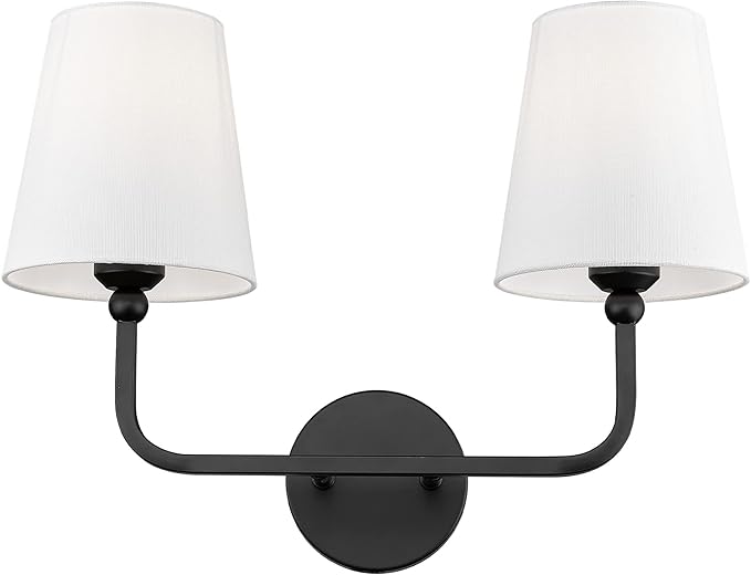 2-Light Bathroom Vanity Light Fixtures in Matte Black Finish, Modern Bedside by Metwet