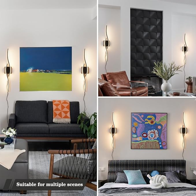 Plug in Wall Sconces Set of 2, Modern Plug in Sconce - Image 4