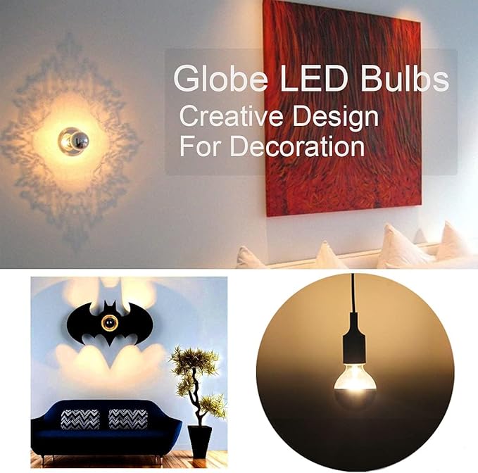 Half Chrome Light Bulb, 6W Dimmable LED Edison Bulbs, G80/G25 Globe Shape - Image 3