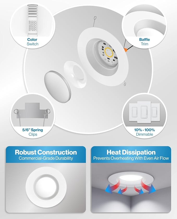 Sunco 24 Pack Retrofit LED Recessed Lighting 6 Inch, Downlight Can Lights - Image 6