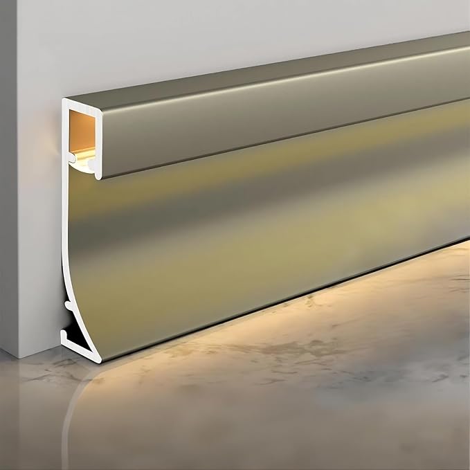 LED Aluminium Metal Baseboard Trim, Matte Champagne Finish 20 Pack 1.97 Inch x by Bopaodao