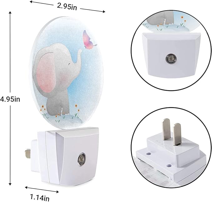 EKOBLA Watercolor Elephant Night Light Cute Little Elephant Play Butterfly - Image 7